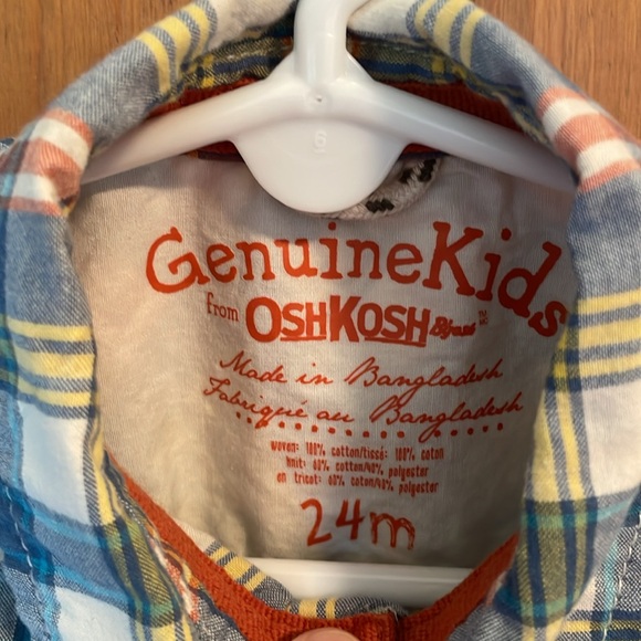 Oshkosh Long Sleeve Button Down Toddler Boy Plaid Button Down Shirt - Size 24M - Picture 5 of 5